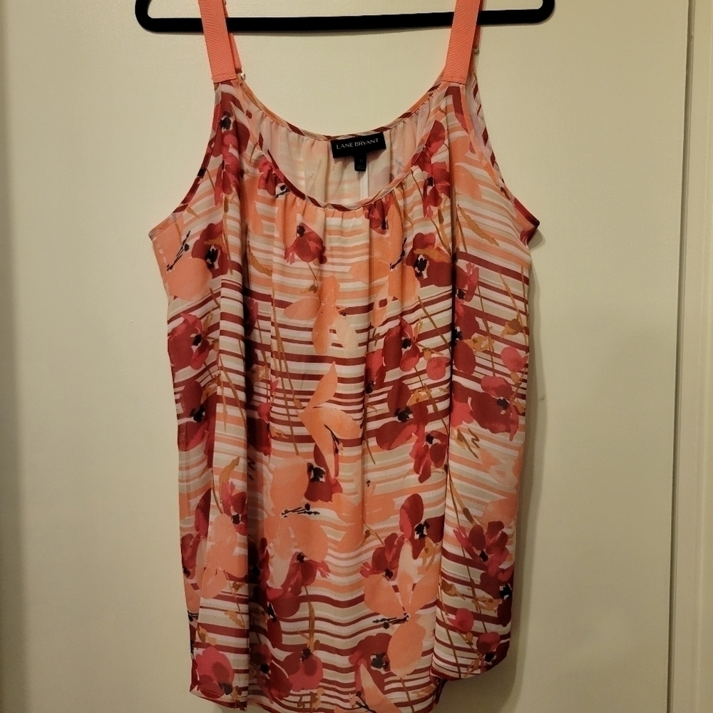 Lane Bryant Womens 20 Floral Tank Chiffon Blouse Adjustable Straps